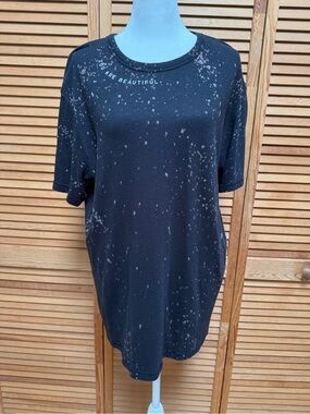 Southern Bliss You Are Beautiful Black Bleached Graphic Tee Size L Edgy Boho